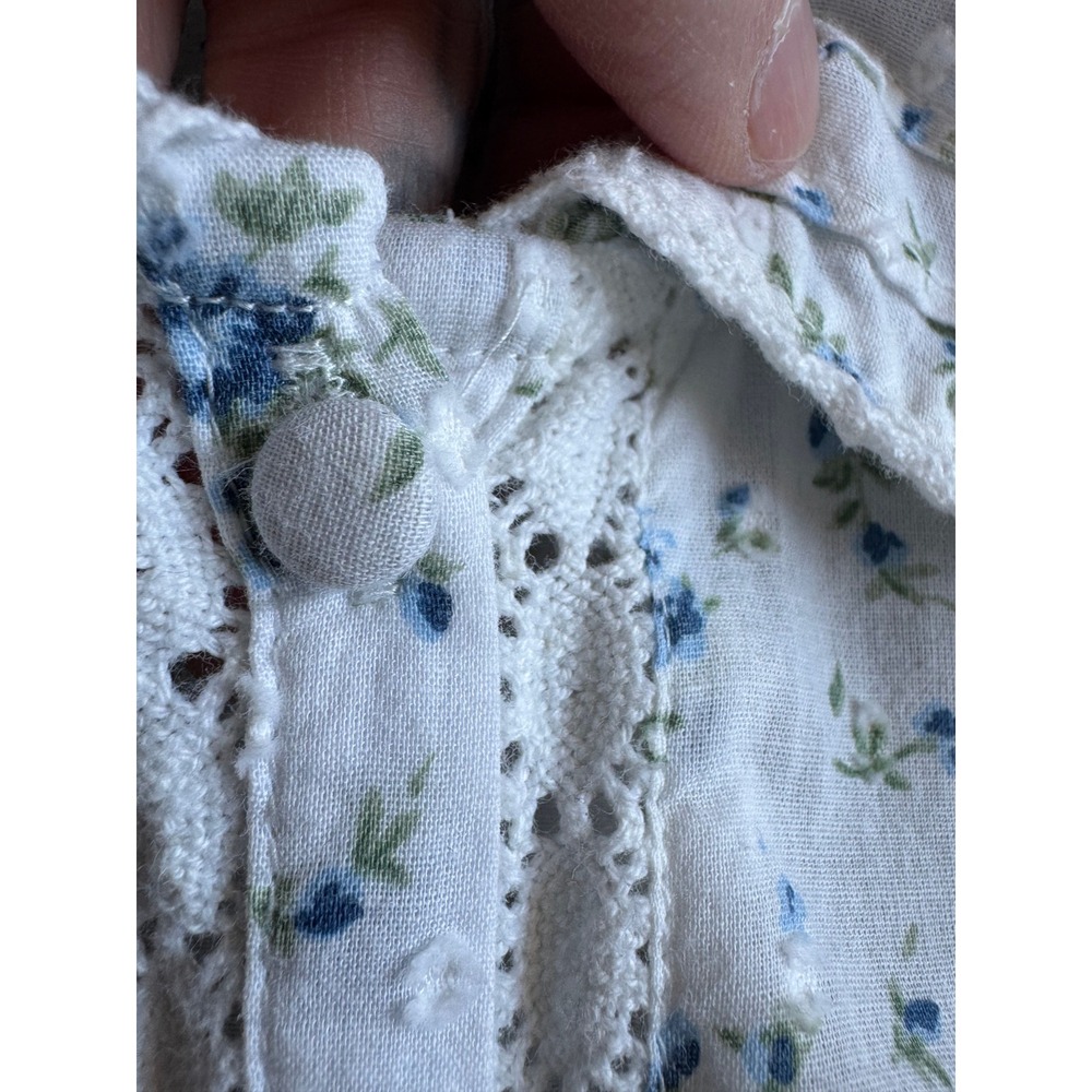 Rachel Ashwell Cotton Blue Floral Print Lace Top Shorts Coord Pajama Set Large - Picture 4 of 14